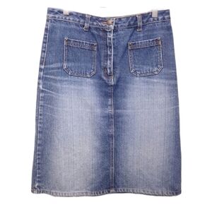 Vintage Cotton Ginny Denim Skirt 90s Classic Jean Pencil Womens Size 7 Blue